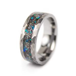 Hammered Tungsten Meteorite Ring